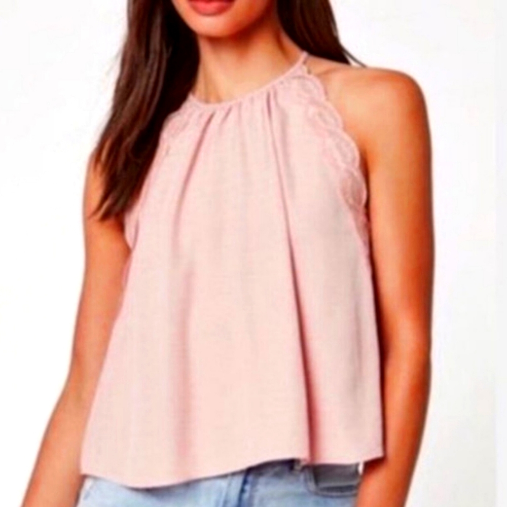 Kendall & Kylie High Neck Cropped Top Blouse Small